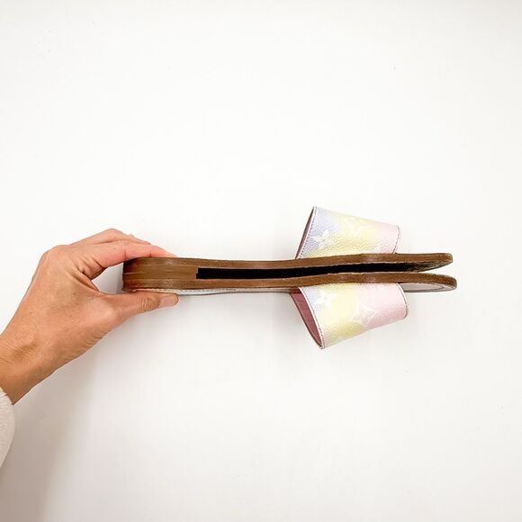 Louis Vuitton Escale Lock It LV Monogram Slides Pastel Flat Sandals EU 41 US 11 - Picture 5 of 11